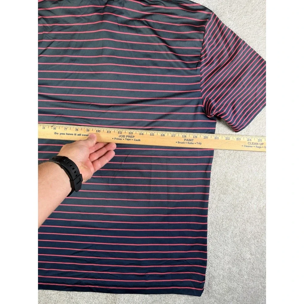 Under Armour Playoff Polo Shirt Mens M Blue Striped Short Sleeve Loose